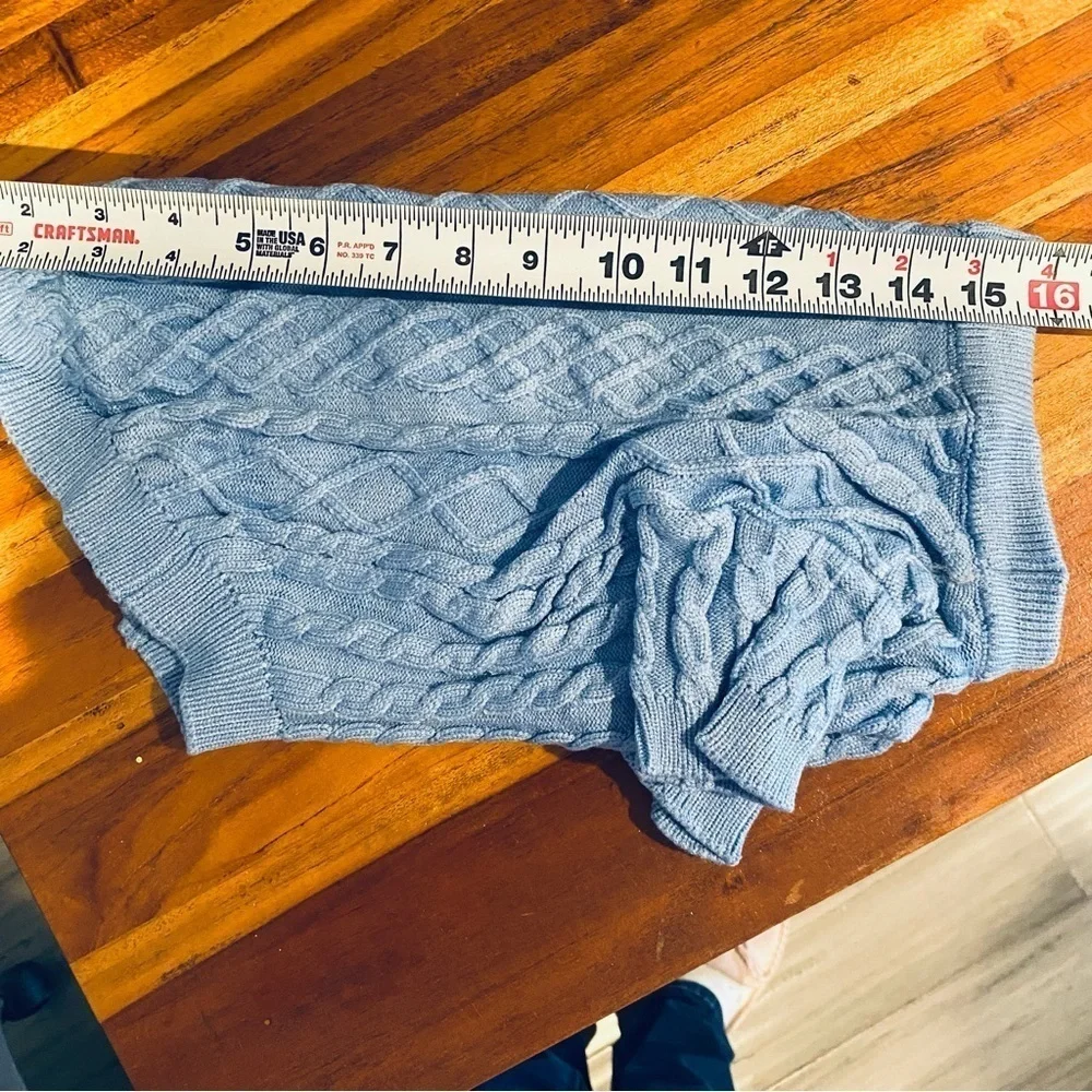 Small Dog Breed Sweater Blue size XL cable knit comfy warm